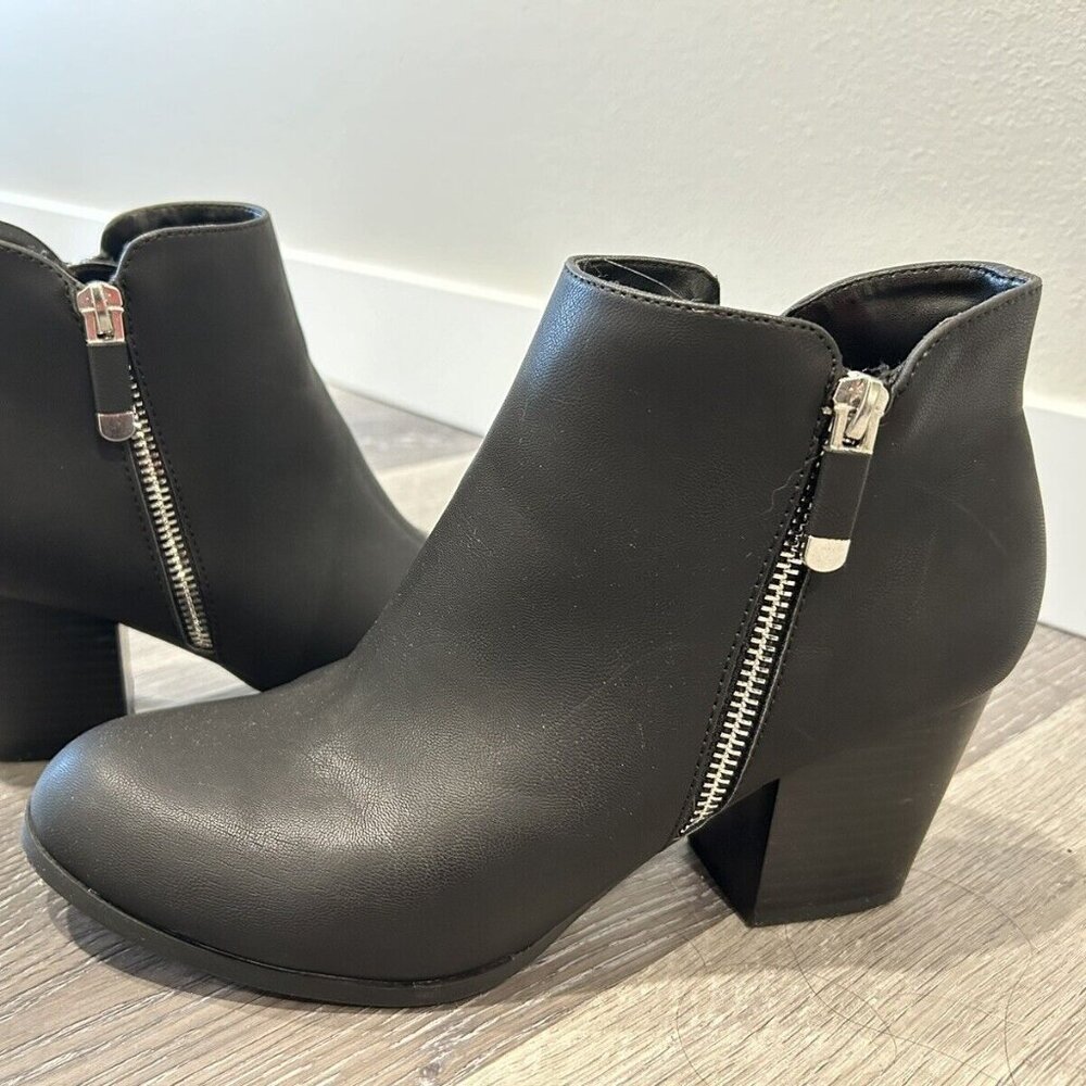 Style&co Womens Masrina Ankle Boots Booties Black Zipper Mid Block Heel Size 8